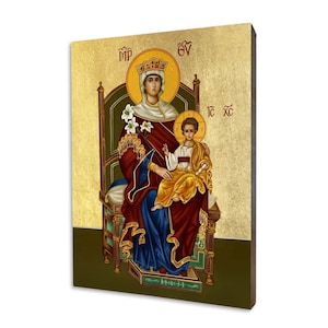 Ikona Matki Bożej z Walsingham - prezent religijny, ręcznie wykonana ikona religijna z drewna, złocona, piękny prezent, dostępna w 5 rozmiarach.