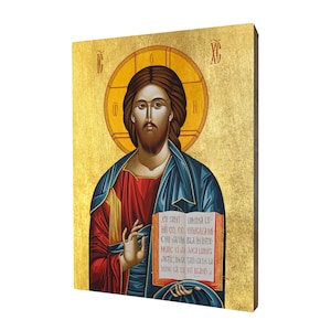 Icon of Jesus Christ, Pantocrator - a religious gift, handmade religious wood icon, gilded, beautiful gift, 5 sizes to choose.