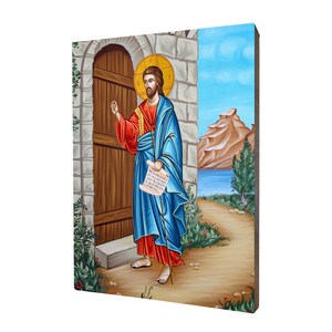 Icon Open the door to Christ - a religious gift, handmade religious wood icon, gilded, beautiful gift