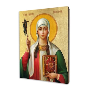Icon of Saint Nino - a religious gift, handmade religious wood icon, gilded, beautiful gift, 5 sizes to choose.