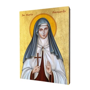 Ikona św. Mariam Baouardy - prezent religijny, ręcznie wykonana ikona religijna z drewna, złocona, piękny prezent, dostępna w 5 rozmiarach.