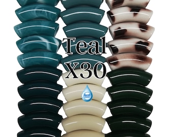 12MM- Lot de 30 perles tubes incurvés, en résine, pour bracelets acrylique, imperméable à l’eau, Camaieu Teal bleu vert canard, waterproof