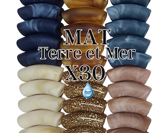 12MM- Lot de 30 perles tubes incurvés, en résine, pour bracelet jonc acrylique, imperméable à l’eau, Camaieu de tubes joncs terre et mer MAT