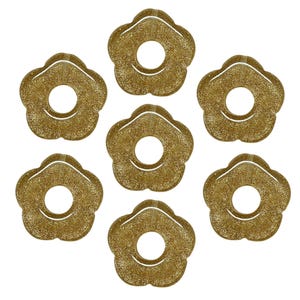 Golden glitter Nasturtium flowers, acrylic resin flower pendants pierced in the center, colorful flower earrings, donut flower BO