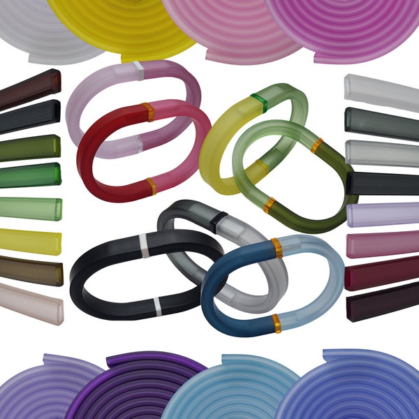 GUMMY Collection - Tube Gummy creux en silicone, pour bracelets joncs colorés, waterproof, inoxydable, bracelet DIY, bracelet top tendance