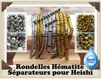 4MM ou 6MM-Rondelles hématite, séparateurs, 2mm d'épaisseur