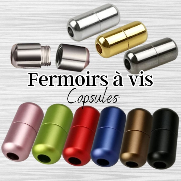 Fermoirs capsules à vis pour fils cordons épais, pour la fabrication de colliers ou bracelets