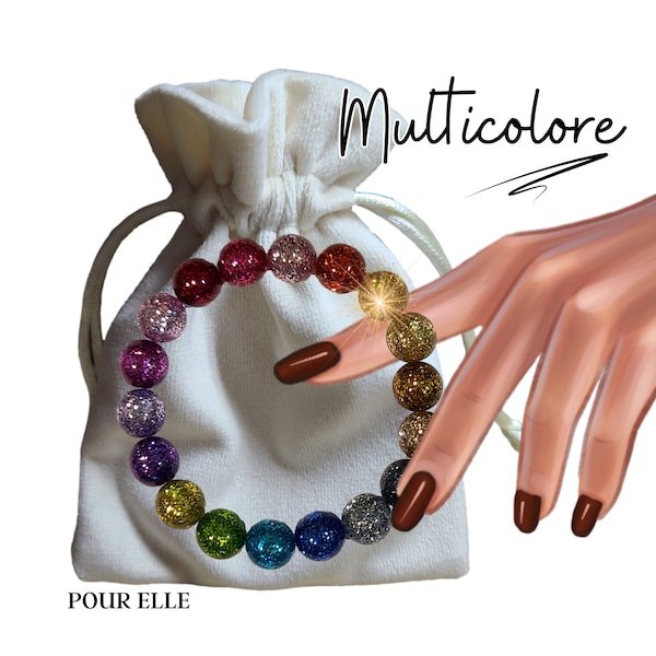 Bracelet boules polaris GLITTERS femme top tendance, bijoux fini, mode bracelet inoxydable, élastique, cadeau prêt-à-porter, prêt-à-offrir