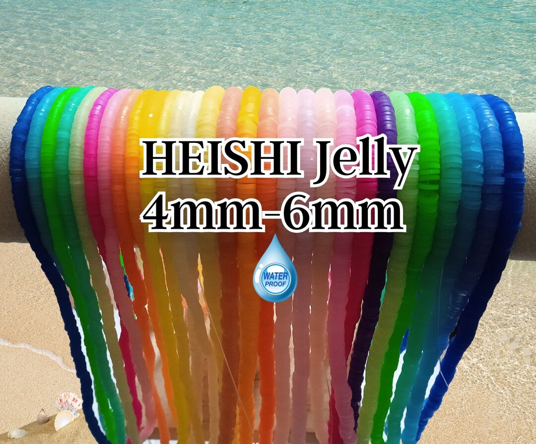 4mm6mm Jelly Effect Heishi Jelly Beads String, Waterproof Washer Beads, Wire About 40cm
