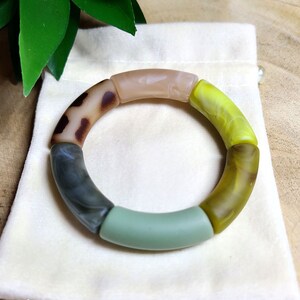 MAT 12MM Perles tubes incurvés, résine mat haute qualité, tubes pour bracelet jonc acrylique colorés, perles imperméables, bambou glitter image 5
