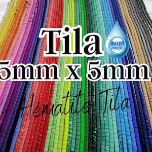 5MM x 5MM - Exclusive Collection of Hematite Tila Beads - 63 Colors to Choose From