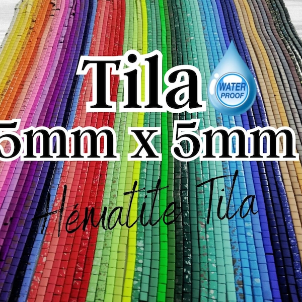 5MM x 5MM- Collection Exclusive de Perles Tila en Hématite - 63 Couleurs au Choix