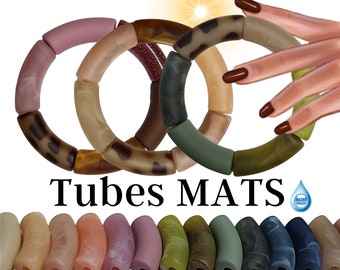 MAT 12MM- Cuentas de tubo curvo, resina mate de alta calidad, tubos para pulsera de brazalete acrílico de colores, cuentas impermeables, bambú brillante