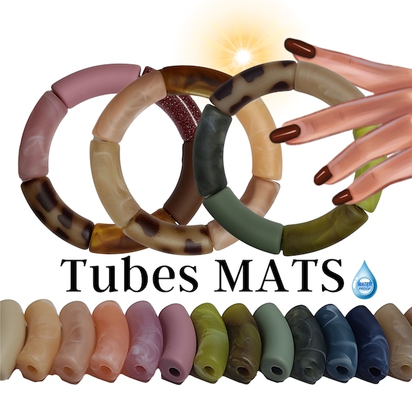 MAT 12MM- Cuentas de tubo curvo, resina mate de alta calidad, tubos para pulsera de brazalete acrílico de colores, cuentas impermeables, bambú brillante