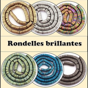 4MM ou 6MM- Rondelles brillantes hématite, séparateurs Heishi, 1mm d'épaisseur