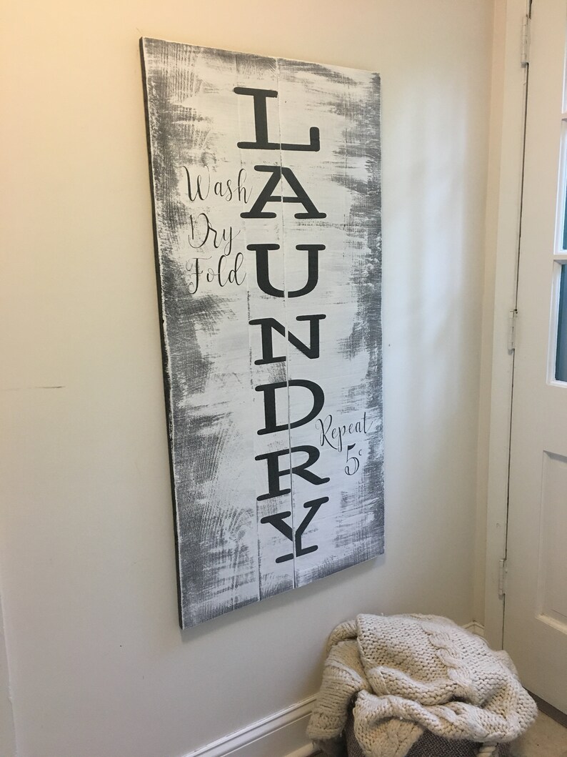Señal de lavandería señal de madera de lavandería letrero de | Etsy