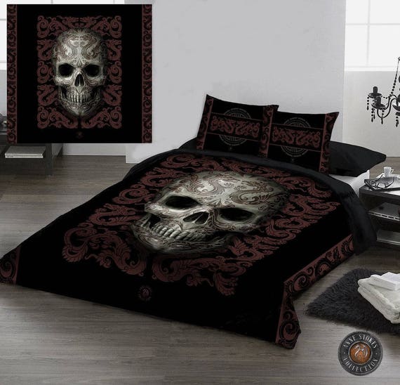 Oriental Skull Duvet Pillow Cases Covers Set Kingsize Etsy