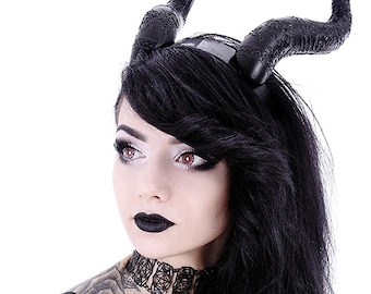 Evil Horns - Gothic Headpiece, Black Headband, Satan Horns
