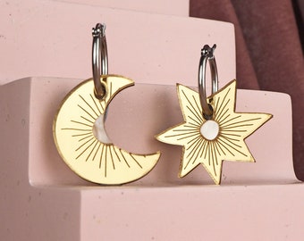 Strange Skies hoop earrings - GOLD MIRROR / PEARL