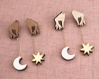 Hey Moon Dreamers Drop Earrings - GOLD / PEARL