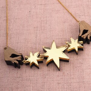 Mini Hey Moon Triple Star Necklace Gold image 2