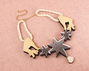 Hey Moon Triple Star Necklace - Silver