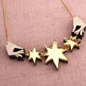 Mini Hey Moon Triple Star Necklace Gold image 1