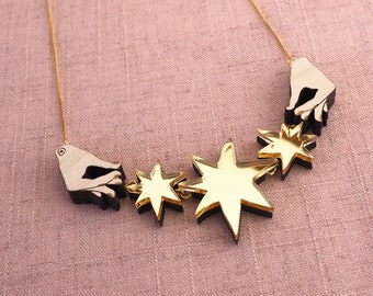 Mini Hey Moon Triple Star Necklace - Gold