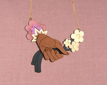 Haze Mystic Flower kleine Statement Kette - Pink