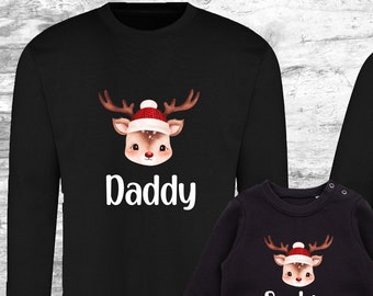 Family Christmas Jumper, Personalised Reindeer Christmas Sweater, Family Christmas Sweatshirt, Matching Family Jumper, Xmas Ugly Sweater