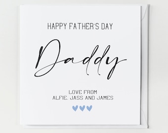 Personalised Father's Day Card, Card for Dad, Happy Father's Day daddy Card from Son, Daughter, Father's Day Card from the kids