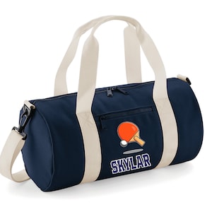 Personalised Table Tennis Bag - Custom name Sports duffle - Ping Pong Gym Bag - Travel & Training Holdall - Gift for Table Tennis Players