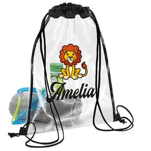 Sac de bain personnalisé pour enfants fourre-tout de plage imperméable personnalisé sac à dos de bain monogrammé avec nom pour enfants joli sac de bain design lion