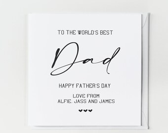 Personalised Father's Day Card, Card for Dad, Happy Father's Day daddy Card from Son, Daughter, Father's Day Card from the kids