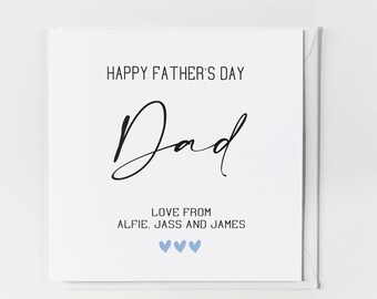 Personalised Father's Day Card, Card for Dad, Happy Father's Day daddy Card from Son, Daughter, Father's Day Card from the kids