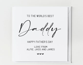 Personalised Father's Day Card, Card for Daddy, Happy Father's Day daddy Card from Son, Daughter, Father's Day Card from the kids