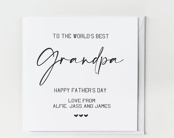 Personalised Father's Day Card, Card for Grandpa, Happy Father's Day Grandpa Card from Grandson, Grand daughter, Father's Day Card