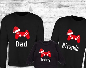 Matching Family Christmas Jumper, Personalised Santa Gamer family Christmas Sweatshirt Christmas Jumper, Christmas Jumper for family