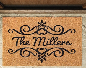 Personalised Brush Door Mat Front Door Mat Custom Printed First Home Couple's Gift Family Name