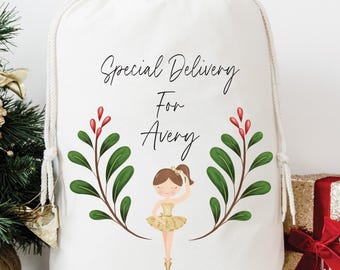 Personalised Santa sack, Christmas sack, Christmas nutcracker, Sugar plum fairy, girl, boy, Christmas Eve Box, First Christmas gift
