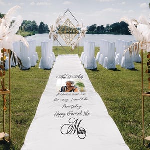 Personalized Wedding Aisle Runner – Memorial Wedding Aisle Runner – Elegant Aisle Runner for Bride & Groom with Photo - Wedding Decor