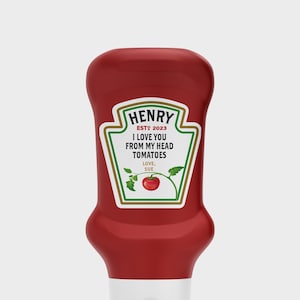 Personalised Tomato Ketchup Sauce Label Vinyl Sticker Funny Novelty Gift Birthday Anniversary, Christmas Present