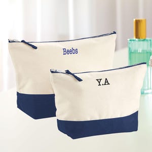 Personalised Toilet Bag, Custom Embroidery Toiletry Bag, Embroidered Canvas Cosmetic Bag for Women, Initial Embroidered Canvas Wash Bag