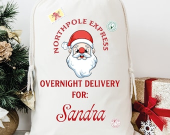 Personalised Santa Sack, Custom Name Santa Sack, Christmas Sack, Christmas Eve Box Bag, First Christmas Gift, Personalised Christmas Sack