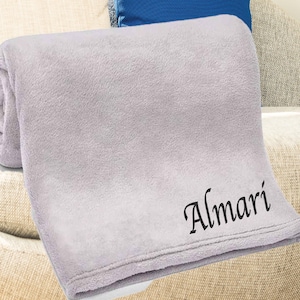 Custom Embroidered Blanket, Personalised Family Blanket, Plush Fleece Blanket for Adults, Custom Name Fleece Throw Blanket