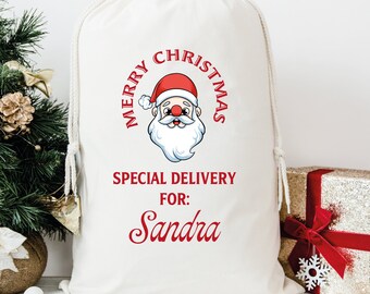 Personalised Santa Sack, Custom Name Santa Sack, Christmas Sack, Christmas Eve Box Bag, First Christmas Gift, Personalised Christmas Sack