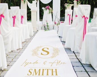 Alfombra personalizada para el pasillo nupcial, alfombra para ceremonia con monograma personalizado, PVC impermeable.