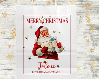 Personalisierte Weihnachtsgeschenk-Tasche, frohe Weihnachten Geschenk-Tasche, Weihnachtsgeschenk-Tasche, Weihnachtsbevorzugung-Beutel, Weihnachtsmann-Weihnachtsparty-Tasche, große Geschenktasche