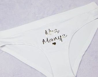 Personalised Bridal Lingerie, Custom Name Bride Pants, Honeymoon Personalised Panties Gift for Bride Hen Party Gift, Custom Bridal Pants