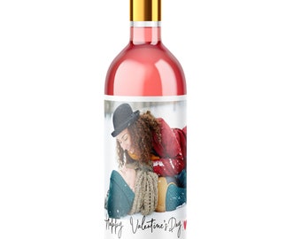 Valentine's Day gift, Personalised wine bottle label gift with picture, Valentine Gift for Him, Her, Valentine Gift for Couples, Label only